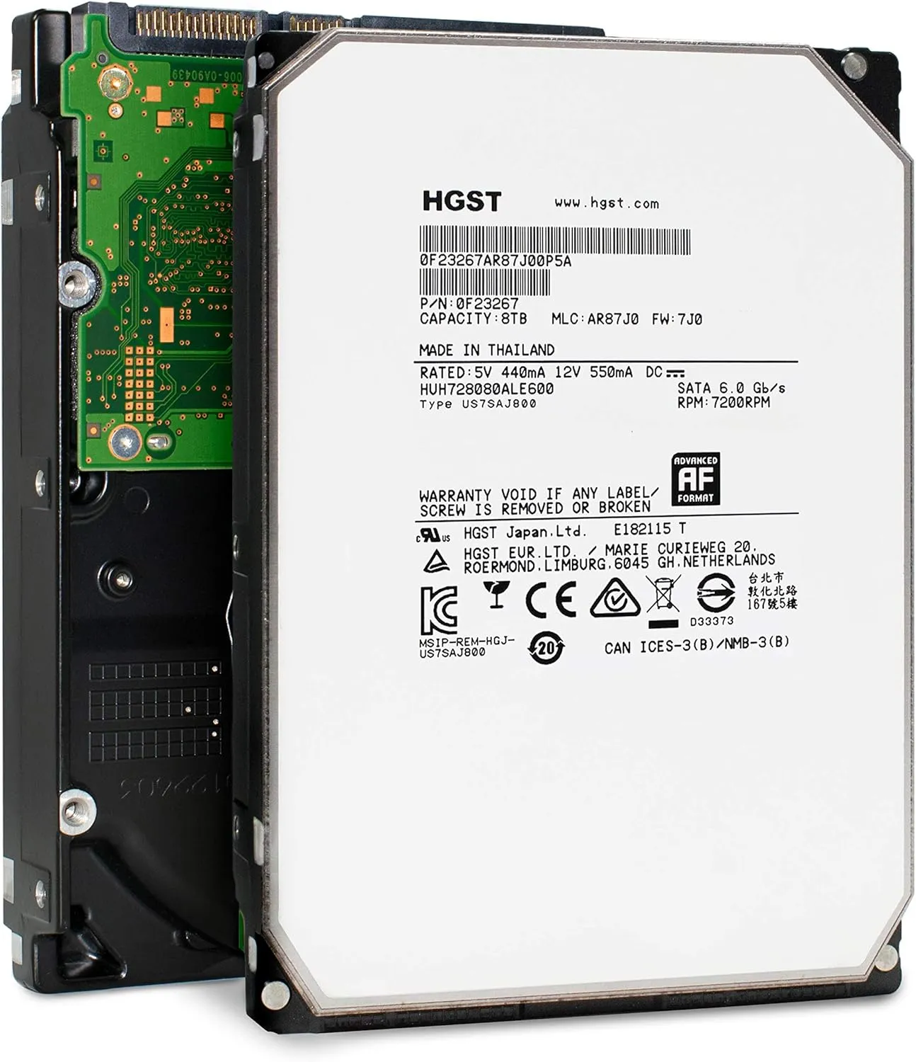 HGST Ultrastar He8 | HUH728080ALE600 | 0F23267 | 8TB 7200 RPM 128MB Cache SATA 6.0Gb/s 3.5" Inch | 512e | Instant Secure Erase | Helium Platform Hard Disk Drive HDD (Renewed)