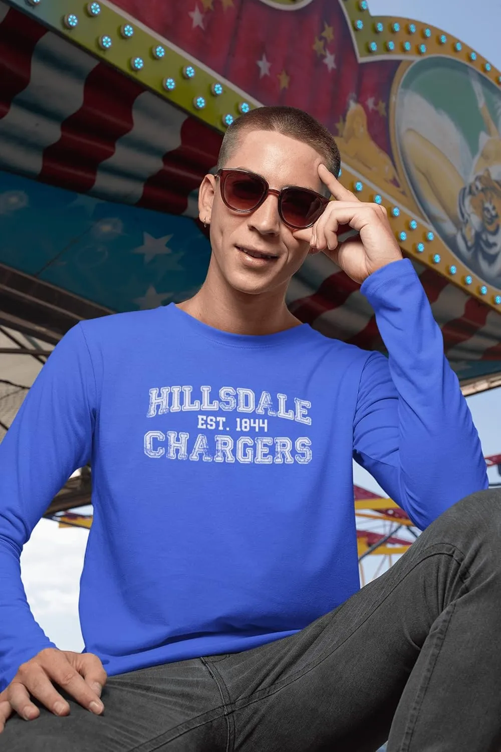 Hillsdale College Vintage Est 1844 Unisex Long Sleeve T-Shirt - Hillsdale Chargers Apparel