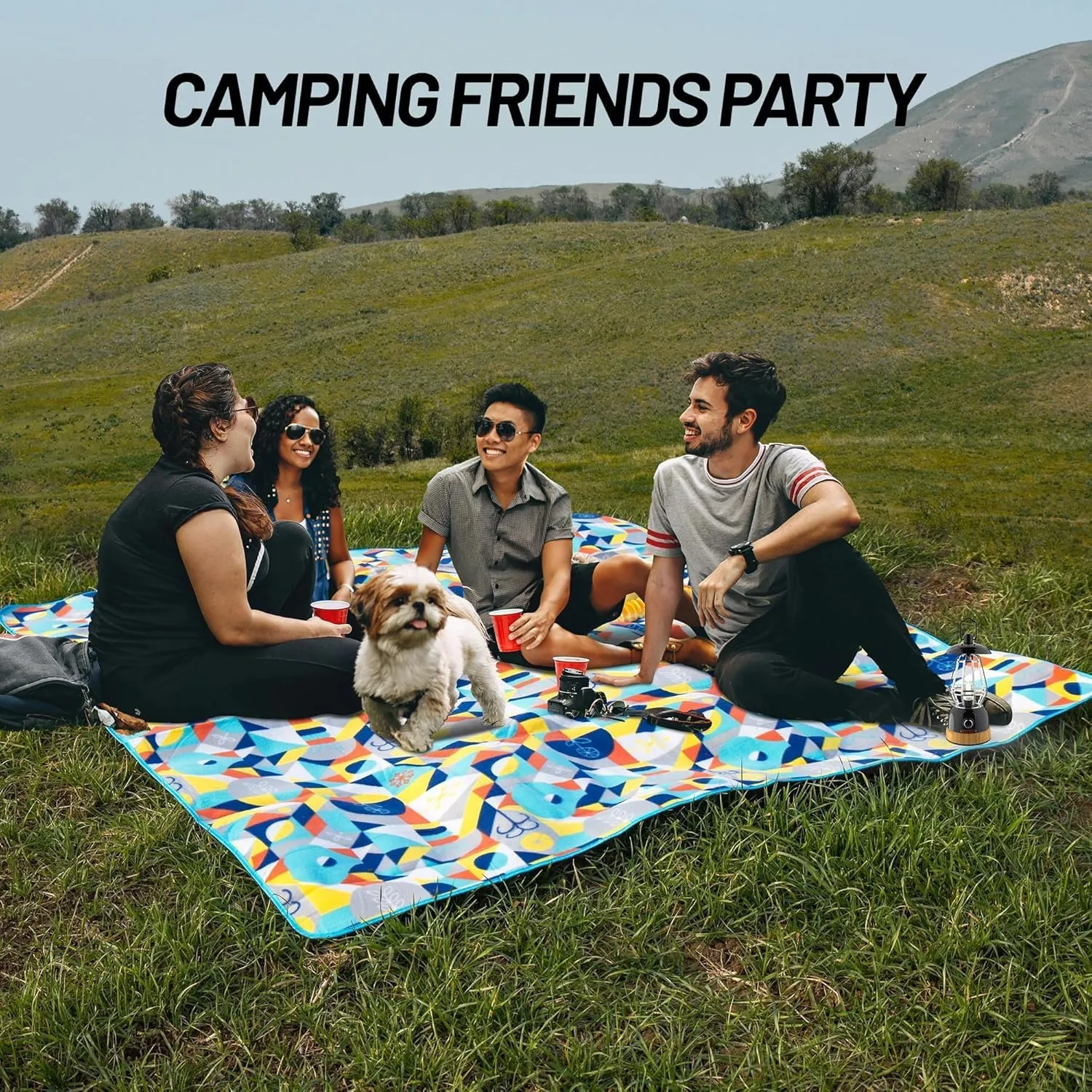 Himalaya Large Picnic Blankets Waterproof Foldable 78" X 78", Single-Faced Fleece, 3-Layer, 6-8 Persons, Sandproof, Beach Mat Outdoor Picnic Mat for Camping Party Park