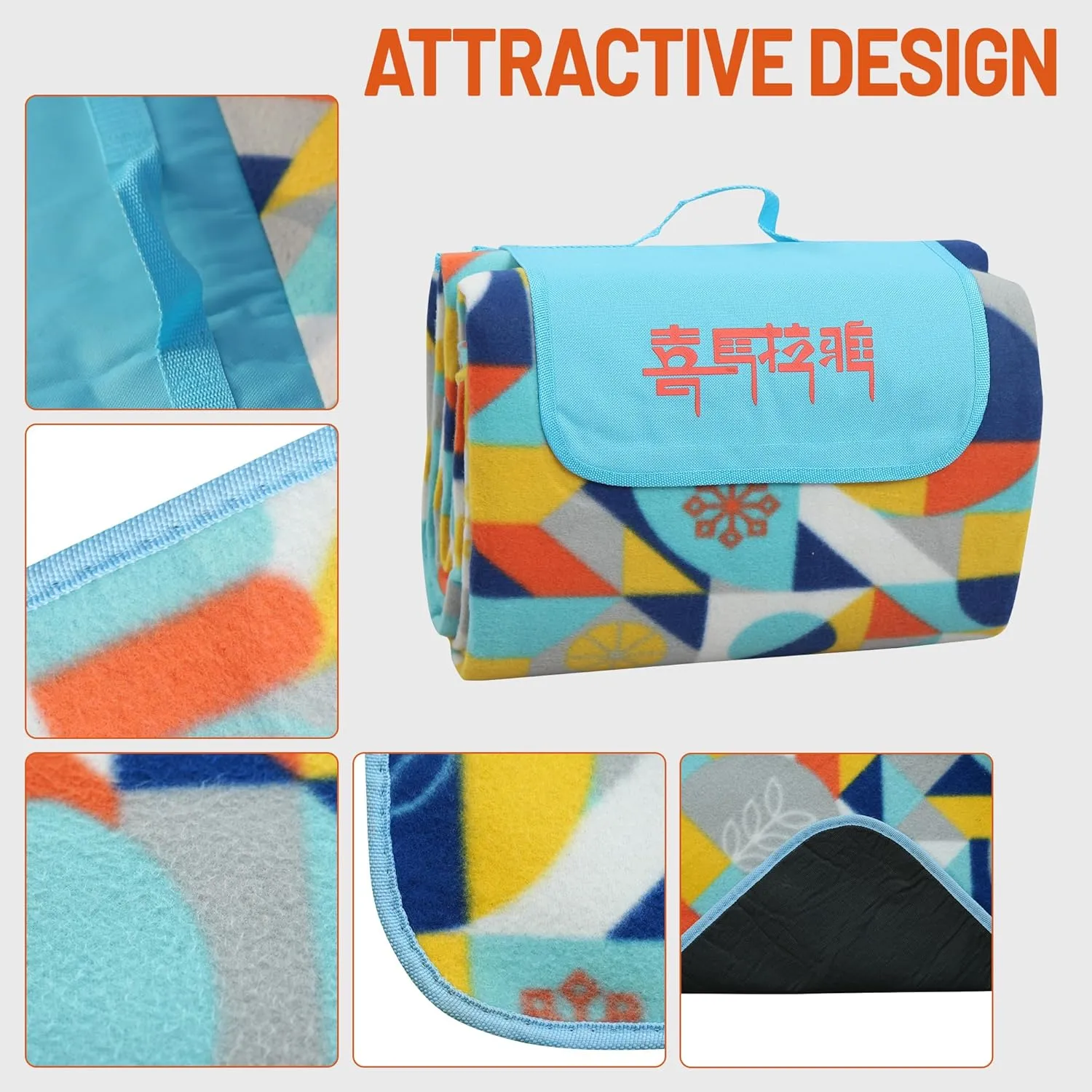 Himalaya Large Picnic Blankets Waterproof Foldable 78" X 78", Single-Faced Fleece, 3-Layer, 6-8 Persons, Sandproof, Beach Mat Outdoor Picnic Mat for Camping Party Park