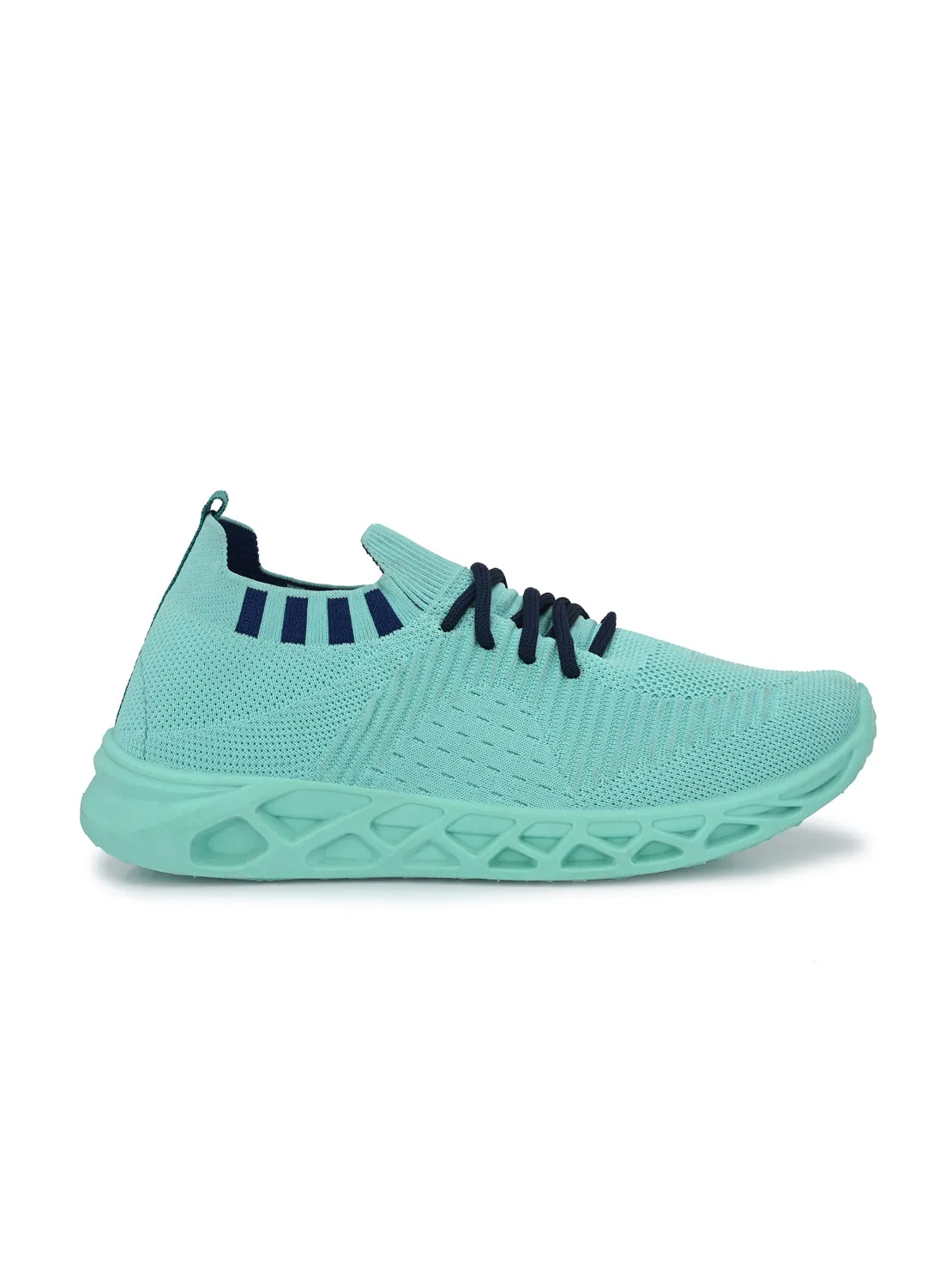Hirolas® Men's Sea Green Knitted Running/Walking/Gym Lace Up Sport Shoes (HRL2043SGN)