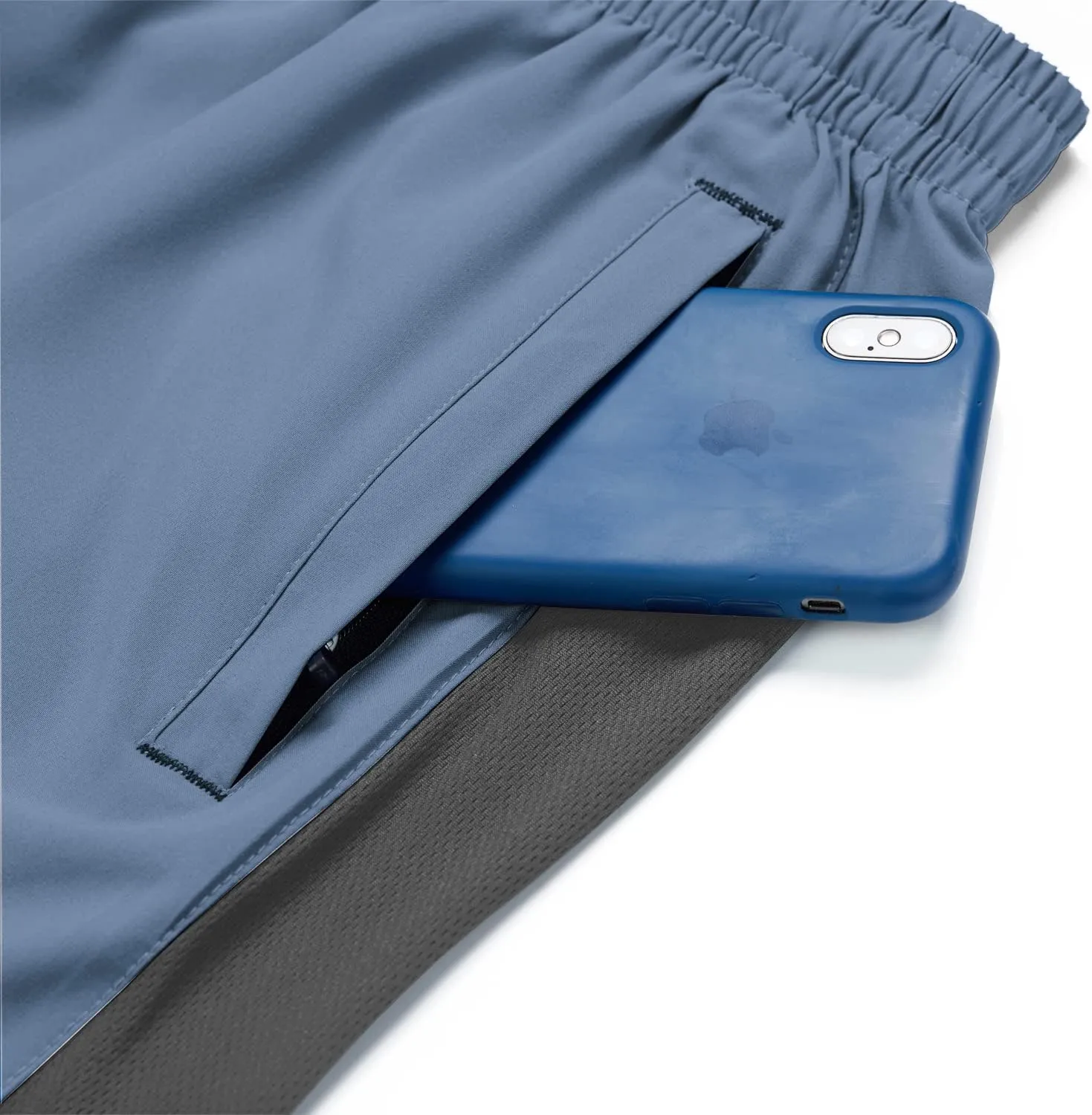 HMIYA Men's Casual Sports Quick Dry Workout Running or Gym Training Short with Zipper Pockets