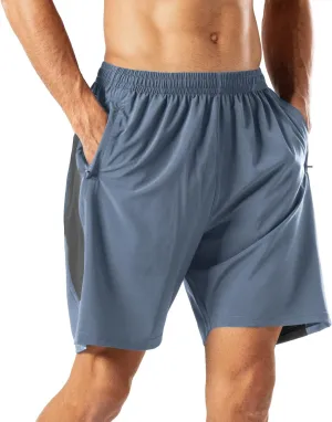 HMIYA Men's Casual Sports Quick Dry Workout Running or Gym Training Short with Zipper Pockets