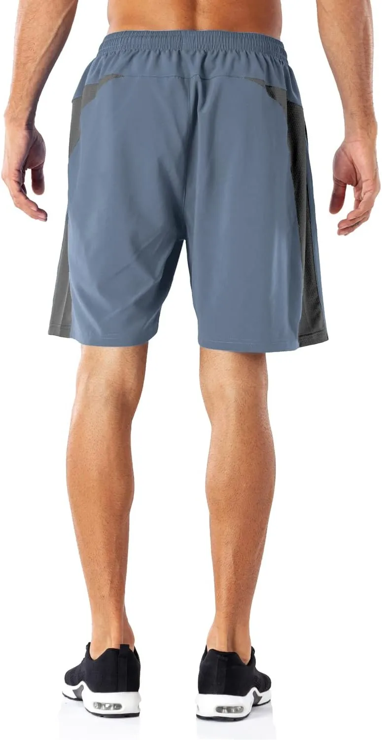 HMIYA Men's Casual Sports Quick Dry Workout Running or Gym Training Short with Zipper Pockets