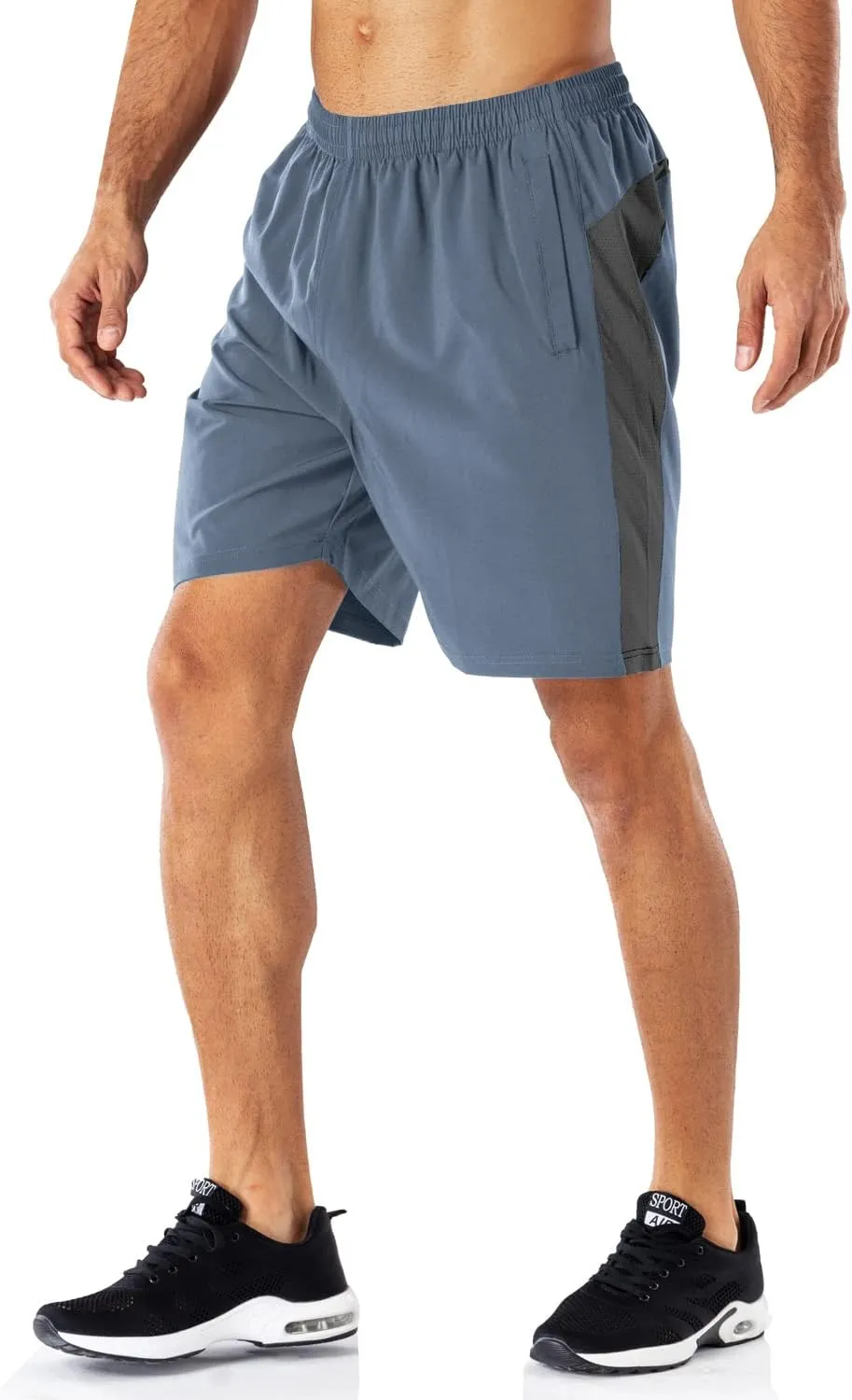HMIYA Men's Casual Sports Quick Dry Workout Running or Gym Training Short with Zipper Pockets