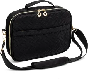 Holly Bible Cover for Women - Bible Hand Bag with Shoulder Strap - Large Bible Carrying Zipper Case for Girls Black, Medium