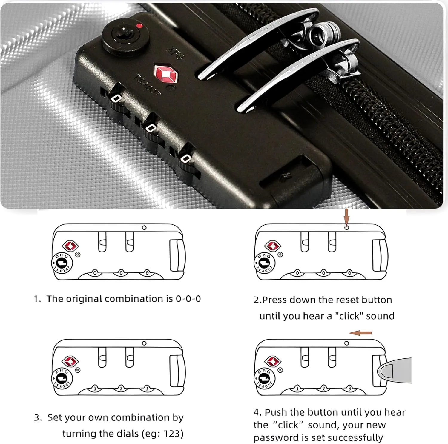 HOUAGI 24" Checked Medium Luggage,Hard Shell Suitcase with Spinner Wheels,Lightweight Travel Luggage Suitcases with TSA Lock for Women Men,Silver Grey