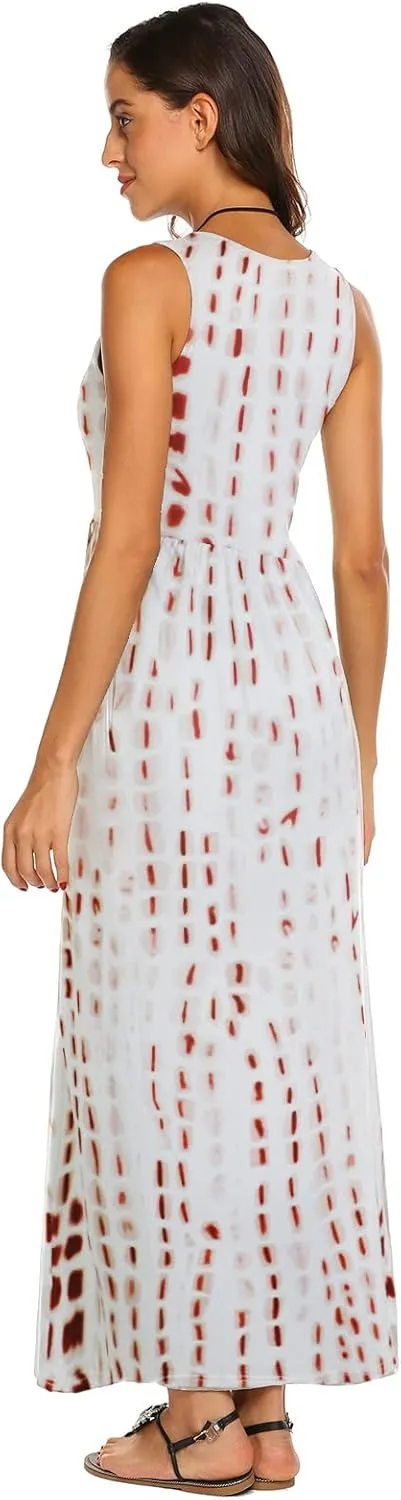 Hount Women's Summer Sleeveless Striped Flowy Casual Long Maxi Dress with Pockets