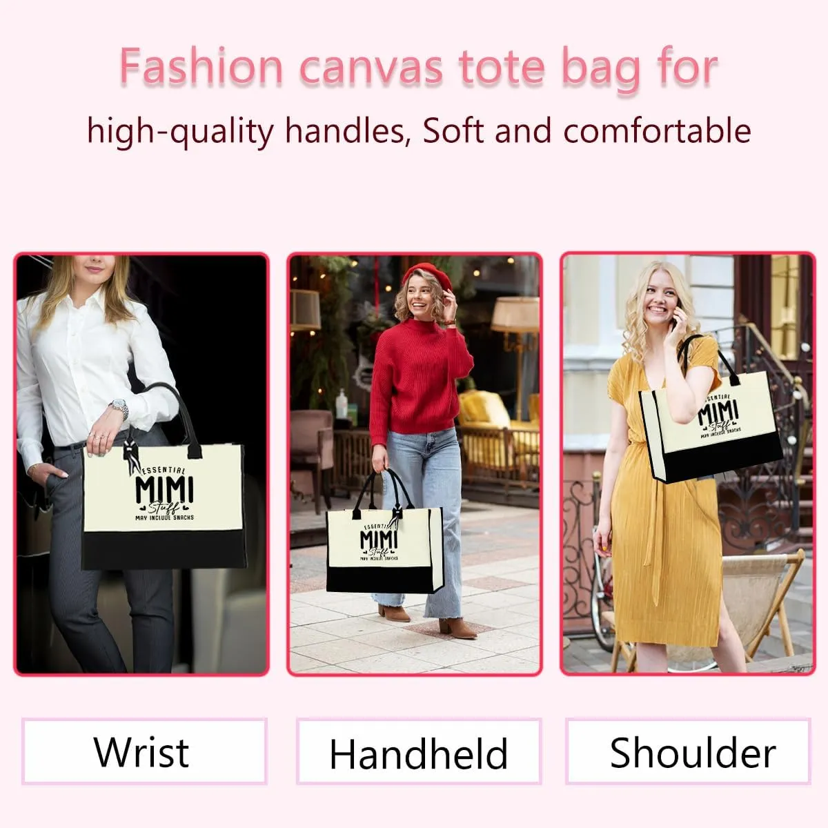 HOWDOUDO Grandma Mom Nana Mimi Gigi Granny Mum Oma Yaya Mamaw Abuela Grammy Nanny Gifts Humor Waterproof Big Tote Bag