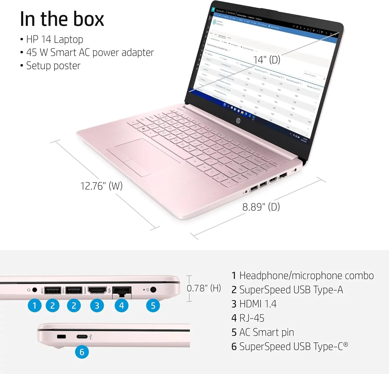 HP 14 Ultrabook • Intel 4-Core CPU • Back to School Limited Edition with Microsoft 365 • 16GB RAM • 1600GB Storage (64GB OnBoard withHP 512GB P500 Portable SSD   1TB OneDrive) • Win 11 Pro • Pink