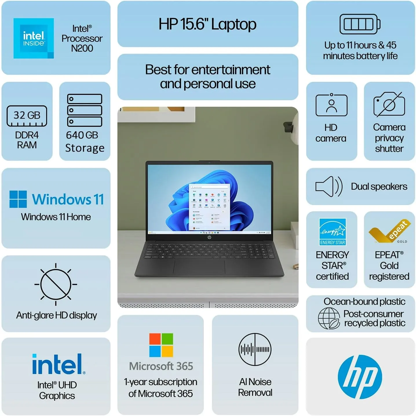 HP 15 Ultrabook • Intel 4-Core CPU • Back to School Limited Edition with Microsoft 365 • 4GB RAM • 1.6TB Storage (128GB OnBoard withHP 512GB P500 Portable SSD   1TB OneDrive) • Win 11 Pro • Red
