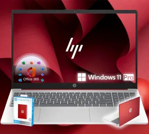 HP 15 Ultrabook • Intel 4-Core CPU • Back to School Limited Edition with Microsoft 365 • 4GB RAM • 1.6TB Storage (128GB OnBoard withHP 512GB P500 Portable SSD   1TB OneDrive) • Win 11 Pro • Red