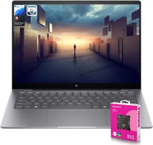 HP 2025 OmniBook X Copliot Next Gen AI Business Laptop, 14" 2.2K Touchscreen, 8 core Qualcomm Snapdragon X Plus X1P-42-100, 16GB RAM, 1TB SSD, Wi-Fi 6 Win11H, Bundle with ADATA 512GB External SSD
