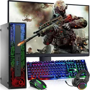 HP 800 G2 RGB Gaming PC Desktop – Intel Core i7 6th Gen, 16GB DDR4 Ram, 512GB SSD, AMD Radeon RX-550 4GB DDR5, New 24 Inch Monitor, Windows 10 Pro – Computer Tower for PC Gamer (Renewed)