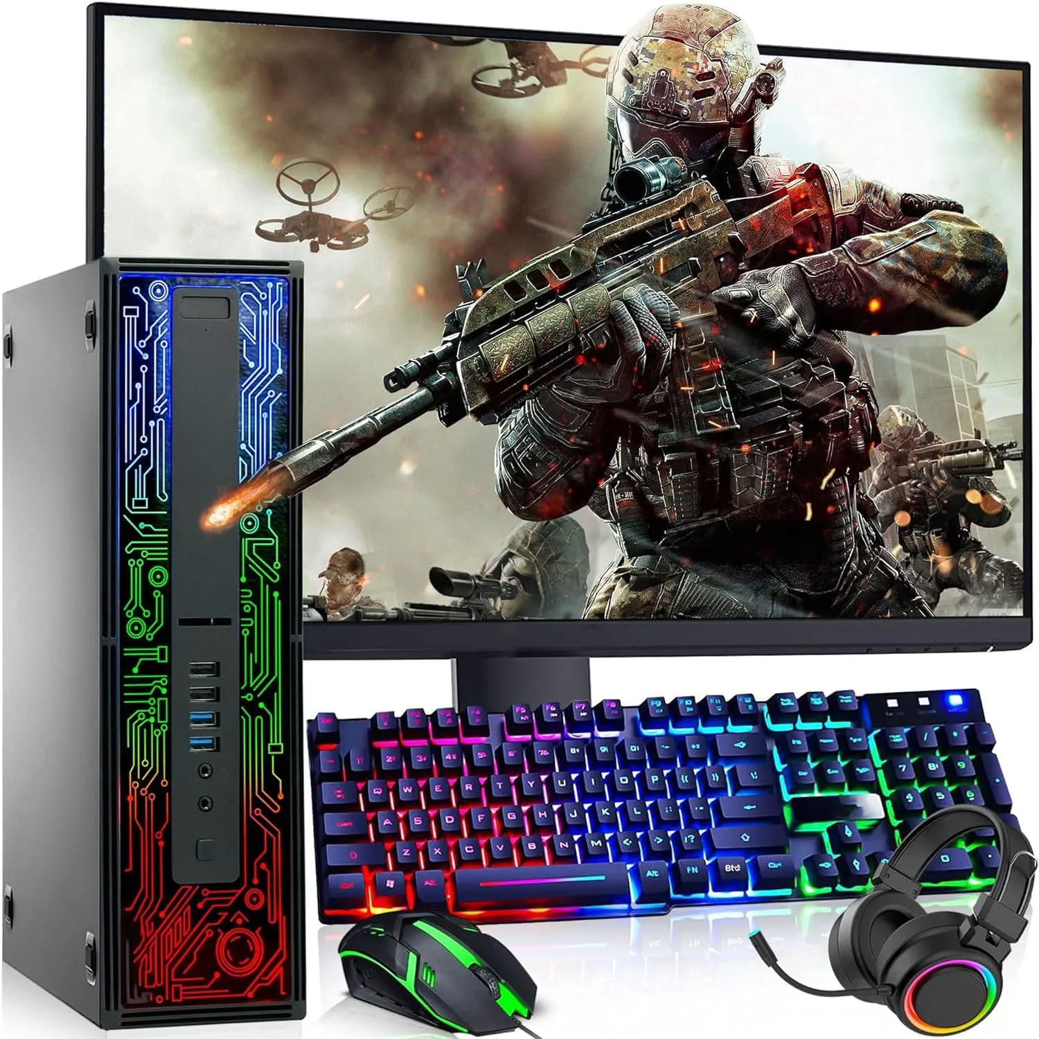 HP 800 G2 RGB Gaming PC Desktop – Intel Core i7 6th Gen, 16GB DDR4 Ram, 512GB SSD, AMD Radeon RX-550 4GB DDR5, New 24 Inch Monitor, Windows 10 Pro – Computer Tower for PC Gamer (Renewed)