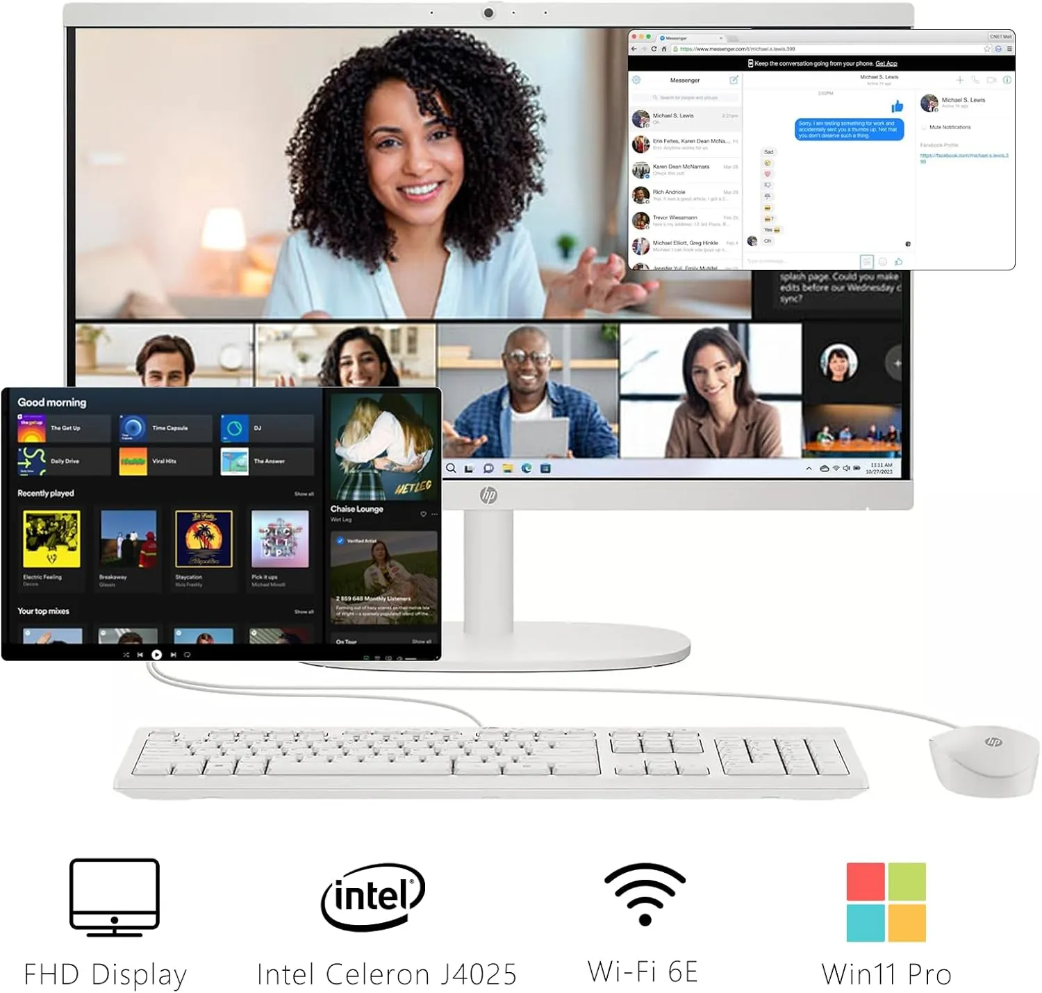 HP All-in-One Desktop Computer - with Office 2024 Lifetime, 21.5" FHD Display, HD Webcam, WiFi 6, Intel Celeron J4025, Windows 11 Pro w/Hoouwrd Computer Accessories (8 GB RAM | 512 GB SSD)