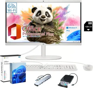 HP All-in-One Desktop Computer - with Office 2024 Lifetime, 21.5" FHD Display, HD Webcam, WiFi 6, Intel Celeron J4025, Windows 11 Pro w/Hoouwrd Computer Accessories (8 GB RAM | 512 GB SSD)