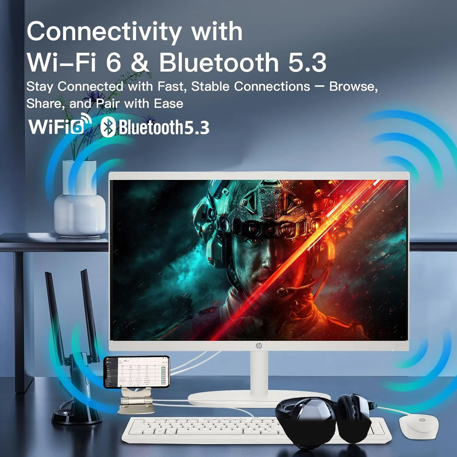 HP All-in-One Desktop Computer - with Office 2024 Lifetime, 21.5" FHD Display, HD Webcam, WiFi 6, Intel Celeron J4025, Windows 11 Pro w/Hoouwrd Computer Accessories (8 GB RAM | 512 GB SSD)