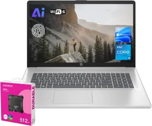 HP Essential 17.3 Copilot Ai Laptop | 17.3" HD  Touchscreen | Intel Core i5-1334U | 32GB RAM | 2TB SSD | Fingerprint | HDMI | Wi-Fi 6 | Windows 11 Home | Bundle with ADATA 512GB External SSD