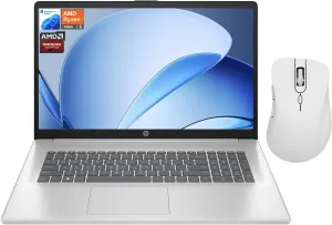 HP High-Performance Daily Use Laptop, 17.3" FHD Display, AMD Ryzen 5 7430U, 16GB RAM, 512GB SSD, Wi-Fi 6, Webcam, HDMI, Windows 11 Home, Silver, Bundle with Thunderobot Ergonomic Wireless Mouse