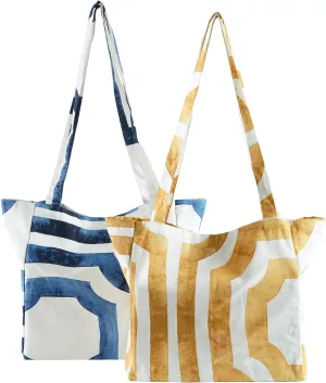 HPD Half Price Drapes Reusable Grocery Shopping Bags, 2 Pack 100% CottonTwill Tote Bags