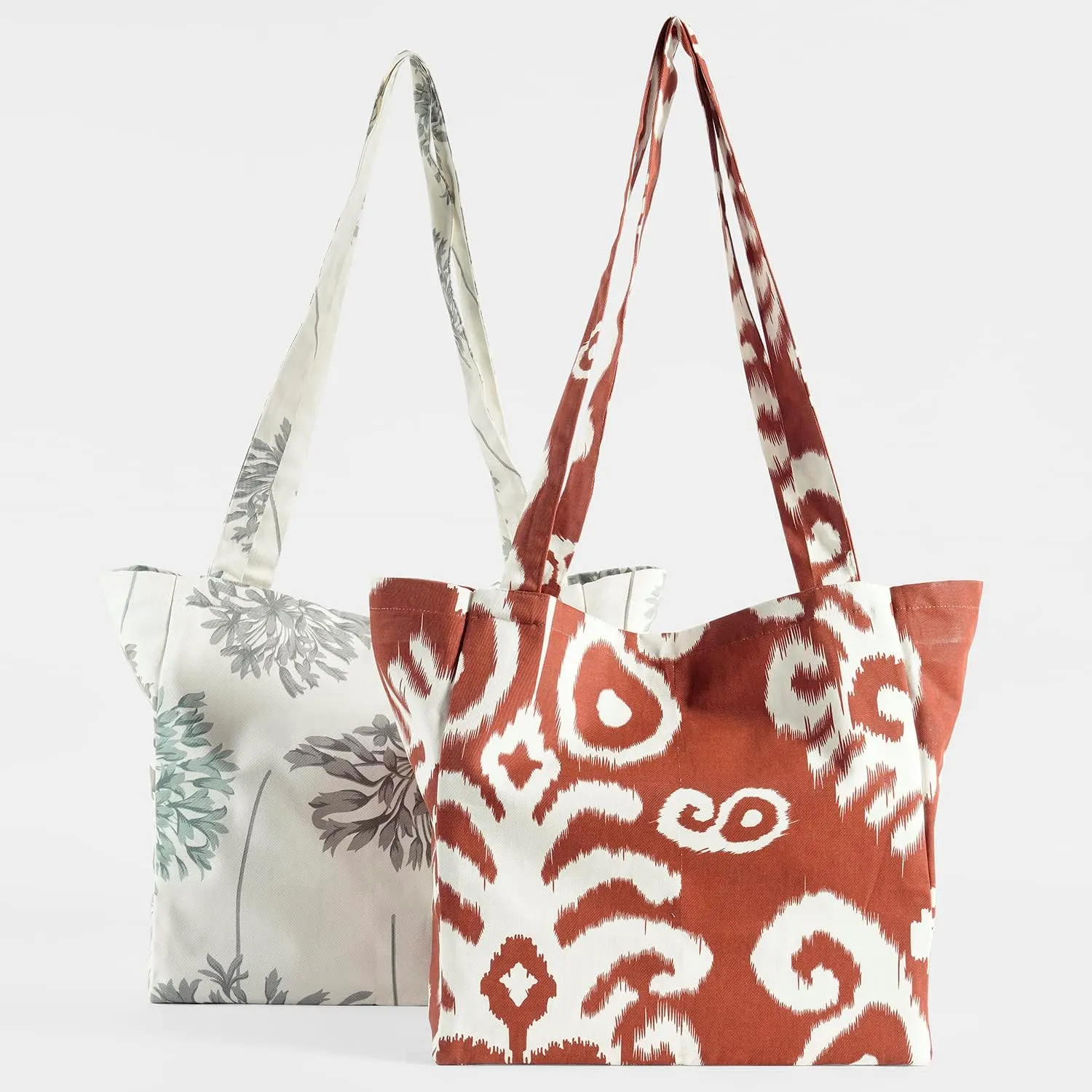 HPD Half Price Drapes Reusable Grocery Shopping Bags, 2 Pack 100% CottonTwill Tote Bags