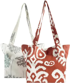 HPD Half Price Drapes Reusable Grocery Shopping Bags, 2 Pack 100% CottonTwill Tote Bags