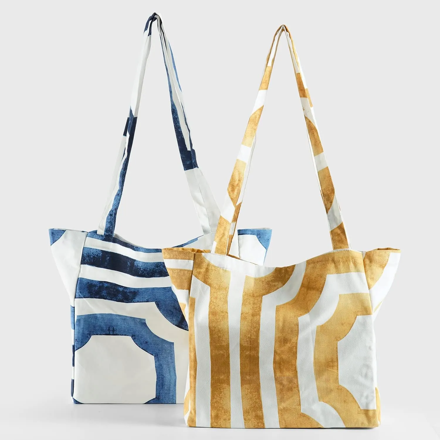 HPD Half Price Drapes Reusable Grocery Shopping Bags, 2 Pack 100% CottonTwill Tote Bags