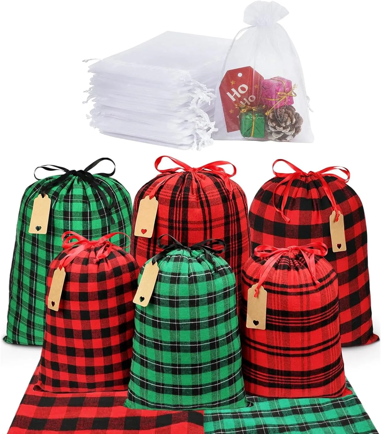 HRX Package 106pcs Easy Wrapping Christmas Gift Bags with Drawstring
