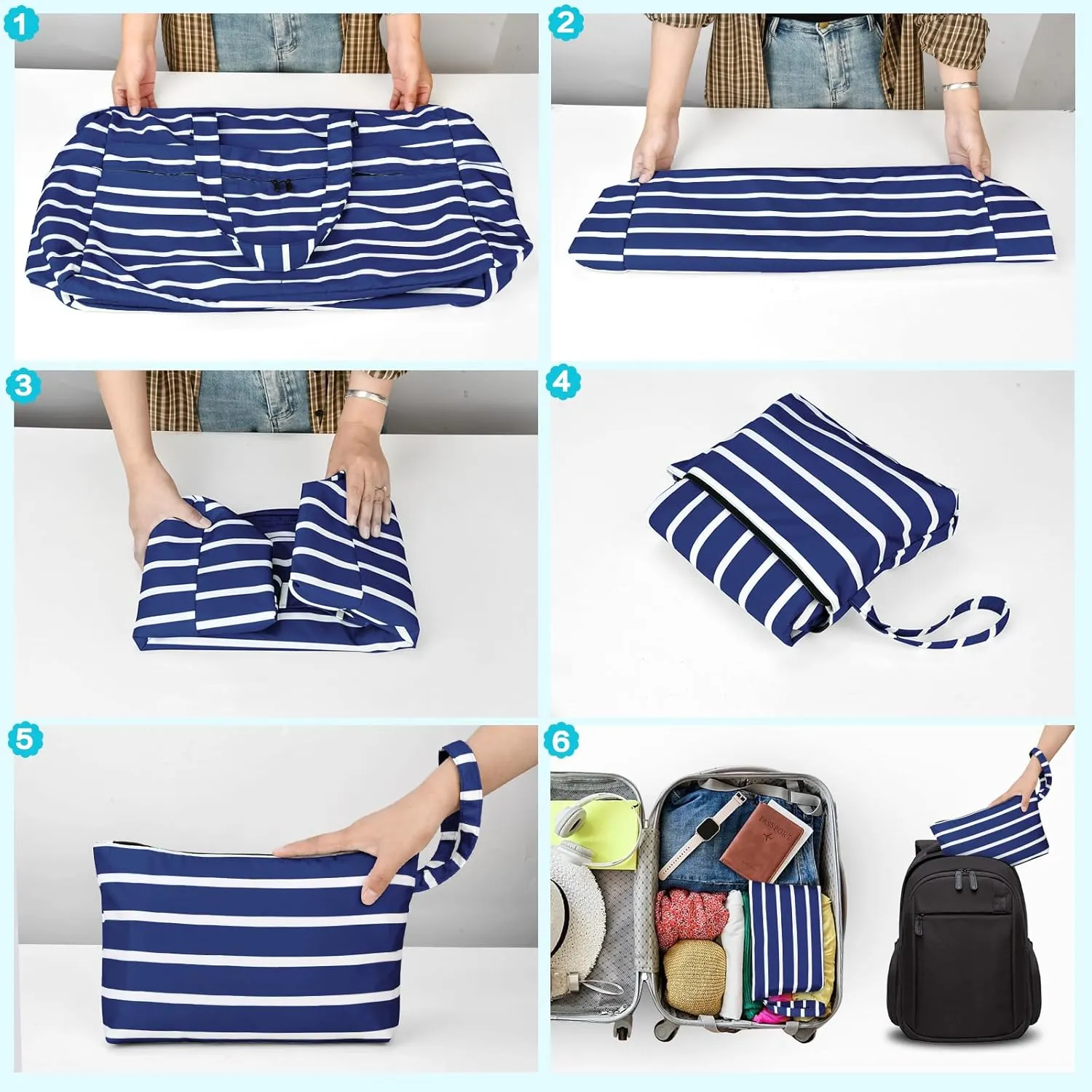 HUANLANG Extra Large Beach Bag Waterproof Beach Totes Bags for Women Men,Pool Bag with Zipper Wet Pocket
