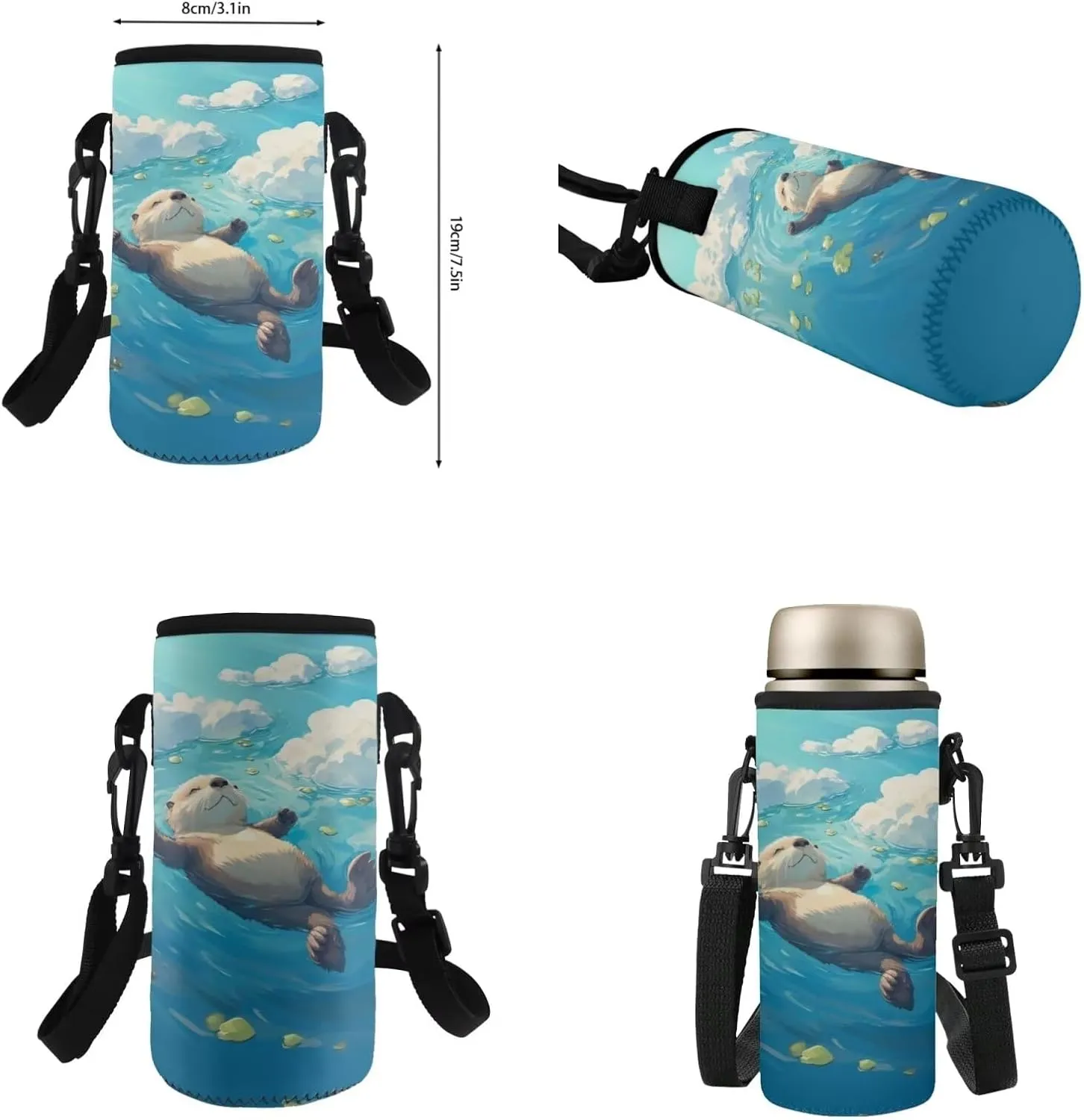 HUGS IDEA Cute Otter School Backpack for Girls Bookbag with Lunch Box Large Capacity School Bookbag Set for Elementary Girls 4 in 1 School Bag for 6th Grade Girls Travel Rusksack Daypack