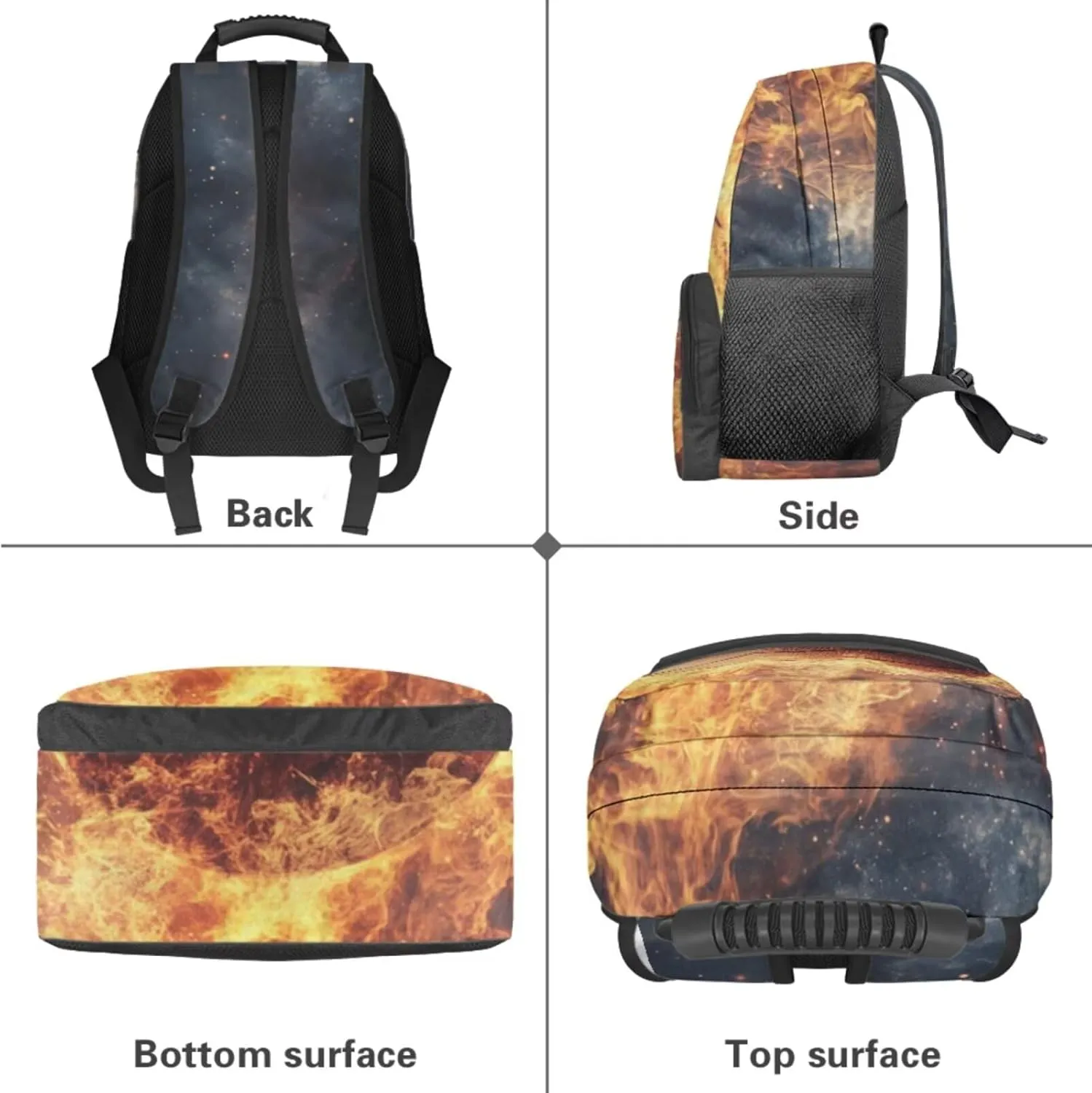HUGS IDEA Fire Basketball Backpack for Boys 6-8 School Bookbag and Luncbox for Kids Cool School Bags for Elementary Boys Lightweight Book Bag for Kids Travel 17 Inch Schoolbag for Students