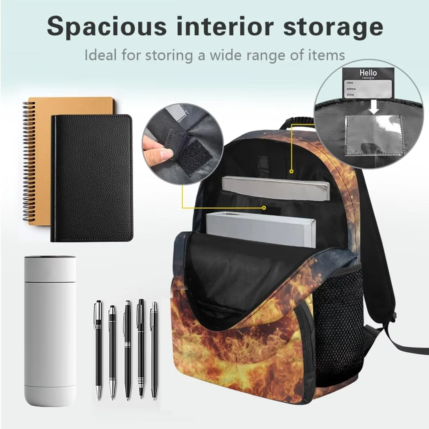 HUGS IDEA Fire Basketball Backpack for Boys 6-8 School Bookbag and Luncbox for Kids Cool School Bags for Elementary Boys Lightweight Book Bag for Kids Travel 17 Inch Schoolbag for Students