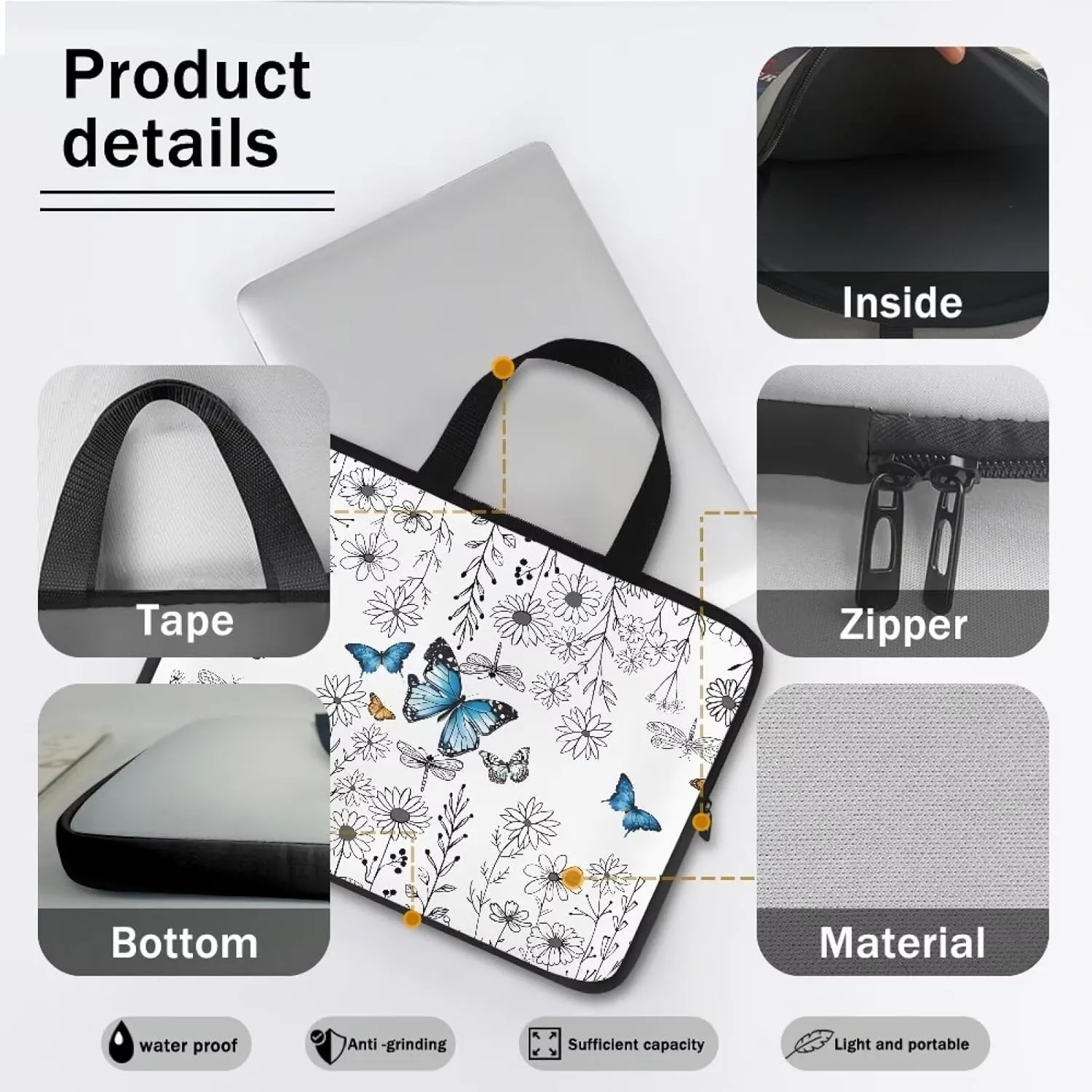HUGS IDEA Laptop Bag BriefcasePortable Computer Messenger Bag Handbag Carrying Case for Office