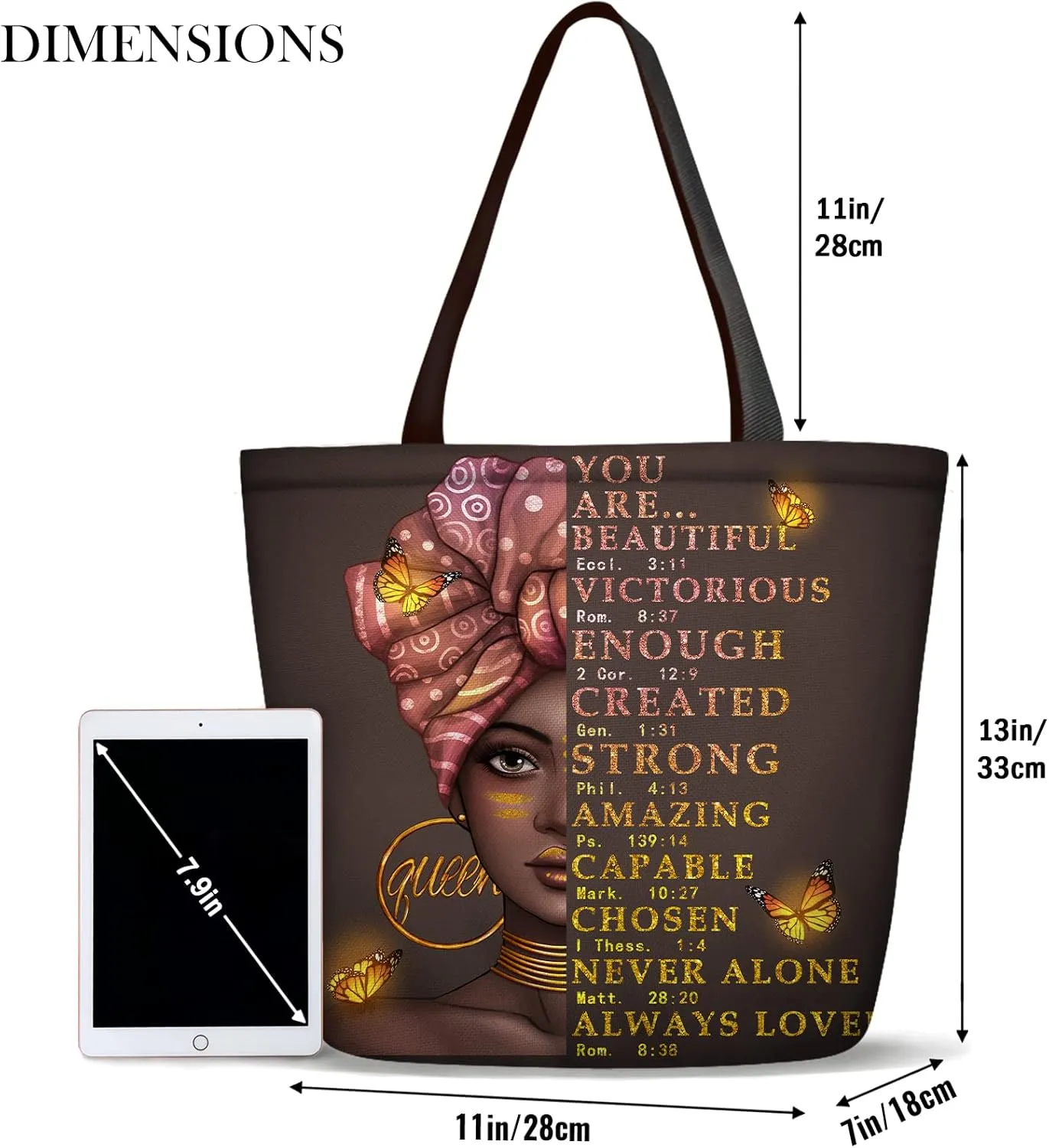 IAGM Afro Women Tote Bags African American Shoulder Bag Black Girl Magic Satchel Handbags For Shopping,Work,Grocery,Gym