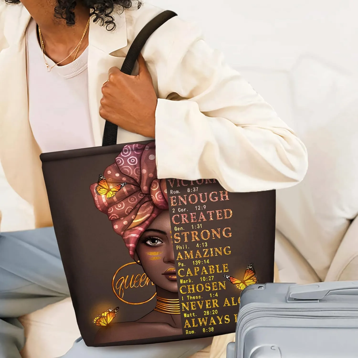 IAGM Afro Women Tote Bags African American Shoulder Bag Black Girl Magic Satchel Handbags For Shopping,Work,Grocery,Gym