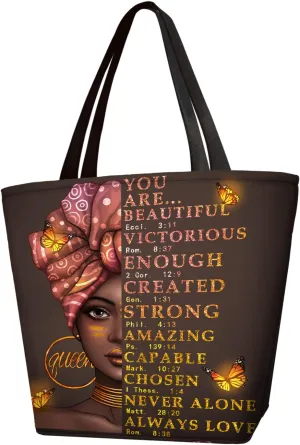 IAGM Afro Women Tote Bags African American Shoulder Bag Black Girl Magic Satchel Handbags For Shopping,Work,Grocery,Gym