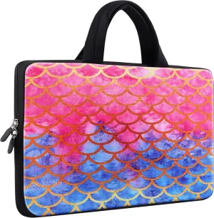 iColor 14 15 15.4 15.6 inch Laptop Bag Case Handle chromebook case Sleeve Computer Protect Case Pouch Holder Notebook Sleeve Neoprene Chromebook Cover Soft Carring Travel Case Mermaid ICB-14