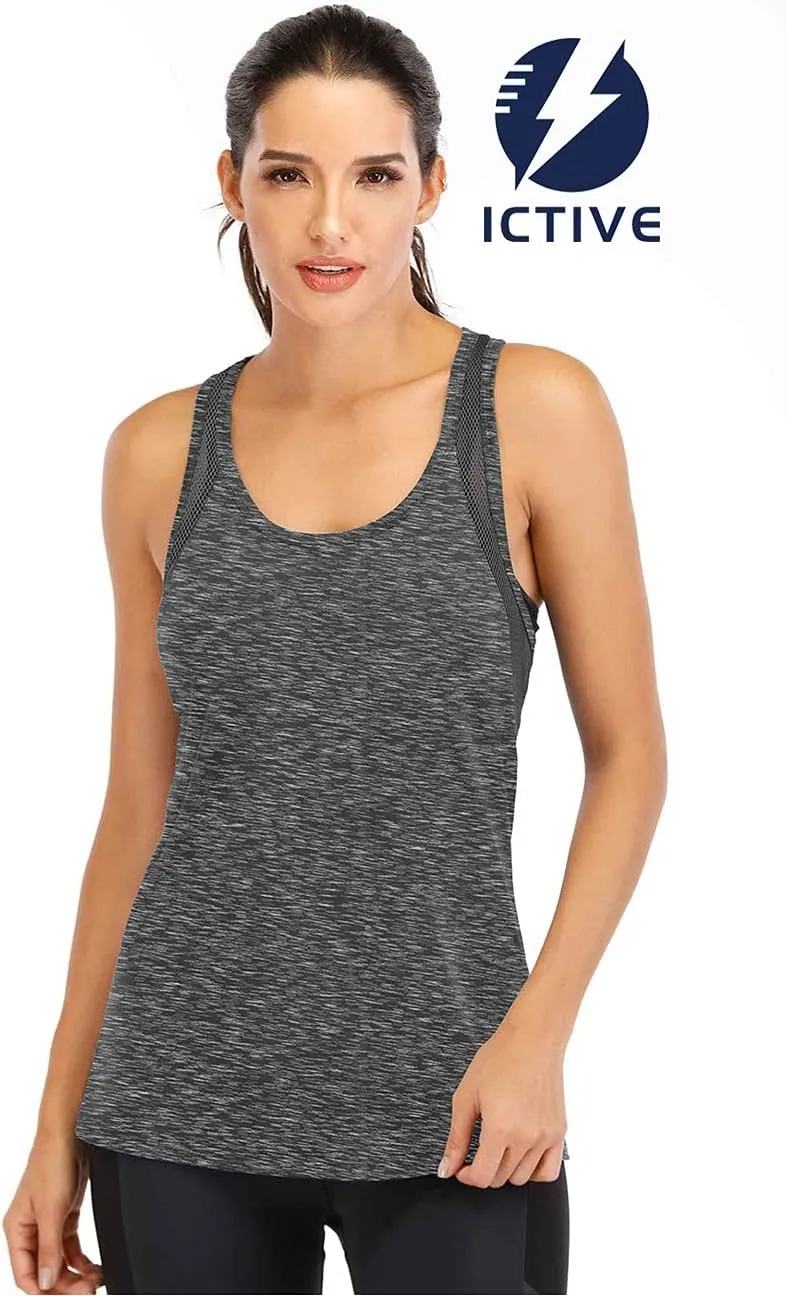 ICTIVE Workout Tank Tops for Women Loose Fit Yoga Mesh Racerback Open Back Muscle Shirts