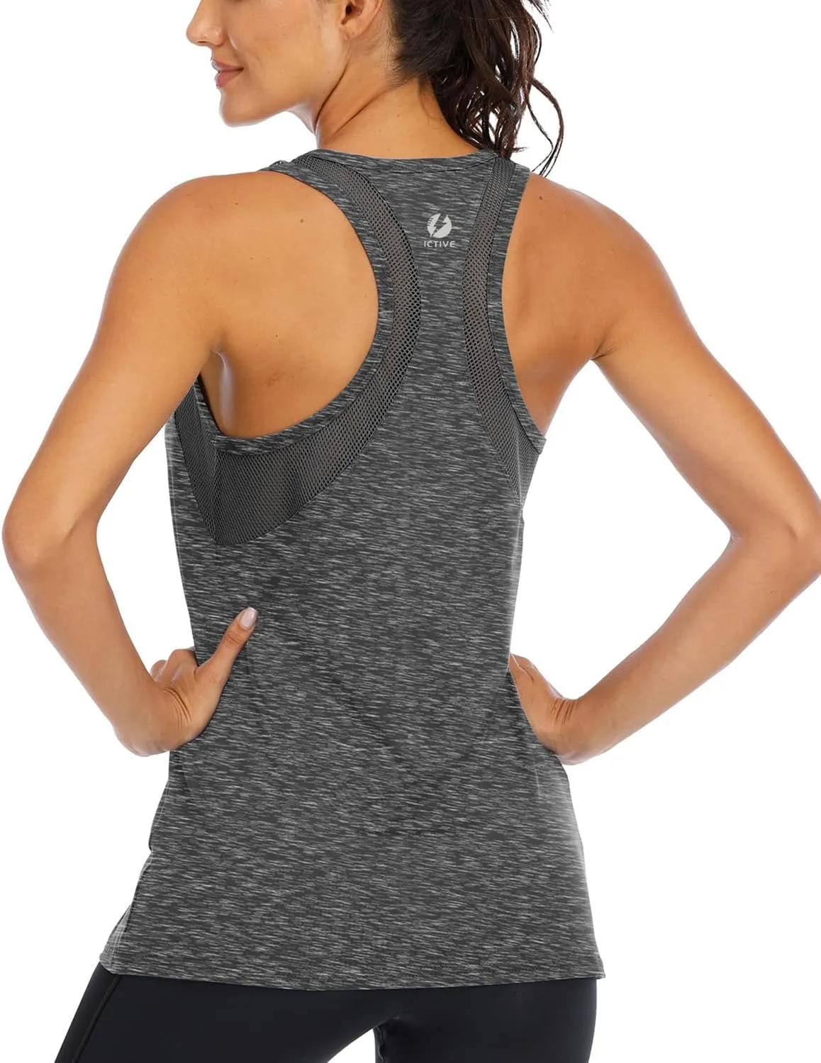 ICTIVE Workout Tank Tops for Women Loose Fit Yoga Mesh Racerback Open Back Muscle Shirts