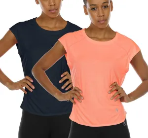 icyzone Workout T-Shirt for Women - Fitness Gym Yoga Running Exercise Cap Sleeves Tops