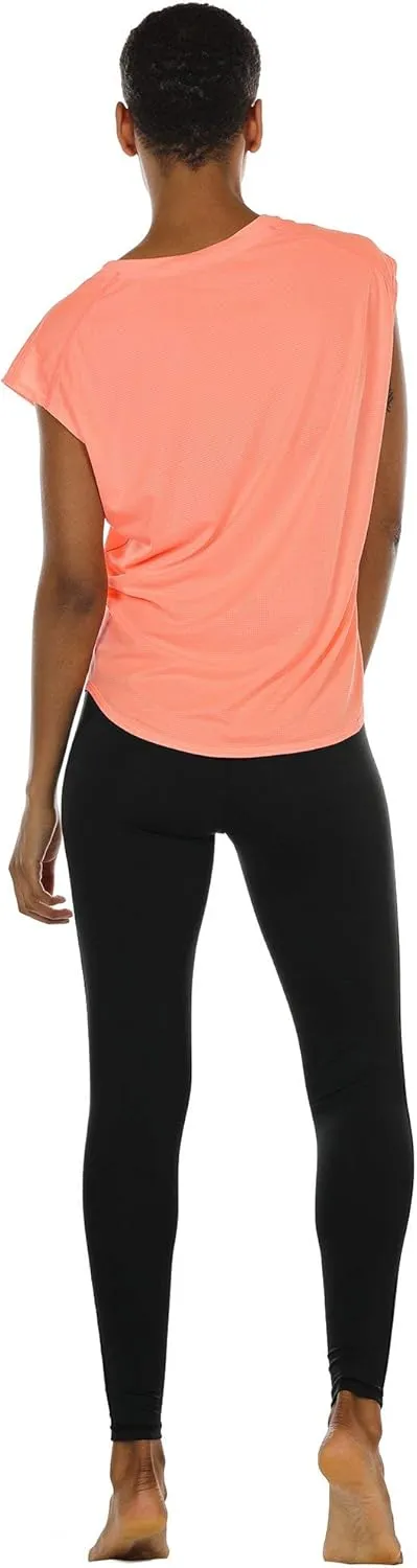 icyzone Workout T-Shirt for Women - Fitness Gym Yoga Running Exercise Cap Sleeves Tops