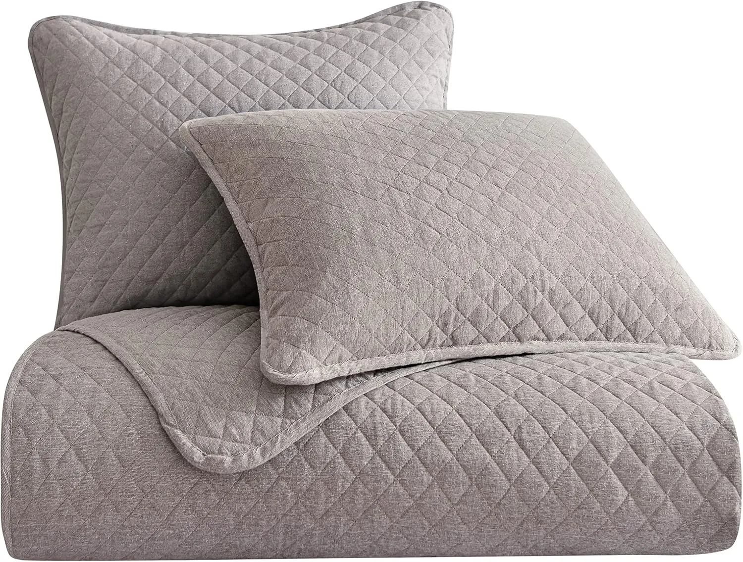 Indigo Hill by HiEnd Accents Anna Diamond Quilted Coverlet Set with Pillow Shams, Taupe Solid Color, King Size, Rustic Traditional Farmhouse Style Bedding Set, 1 Bedspread and 2 Pillow Cases