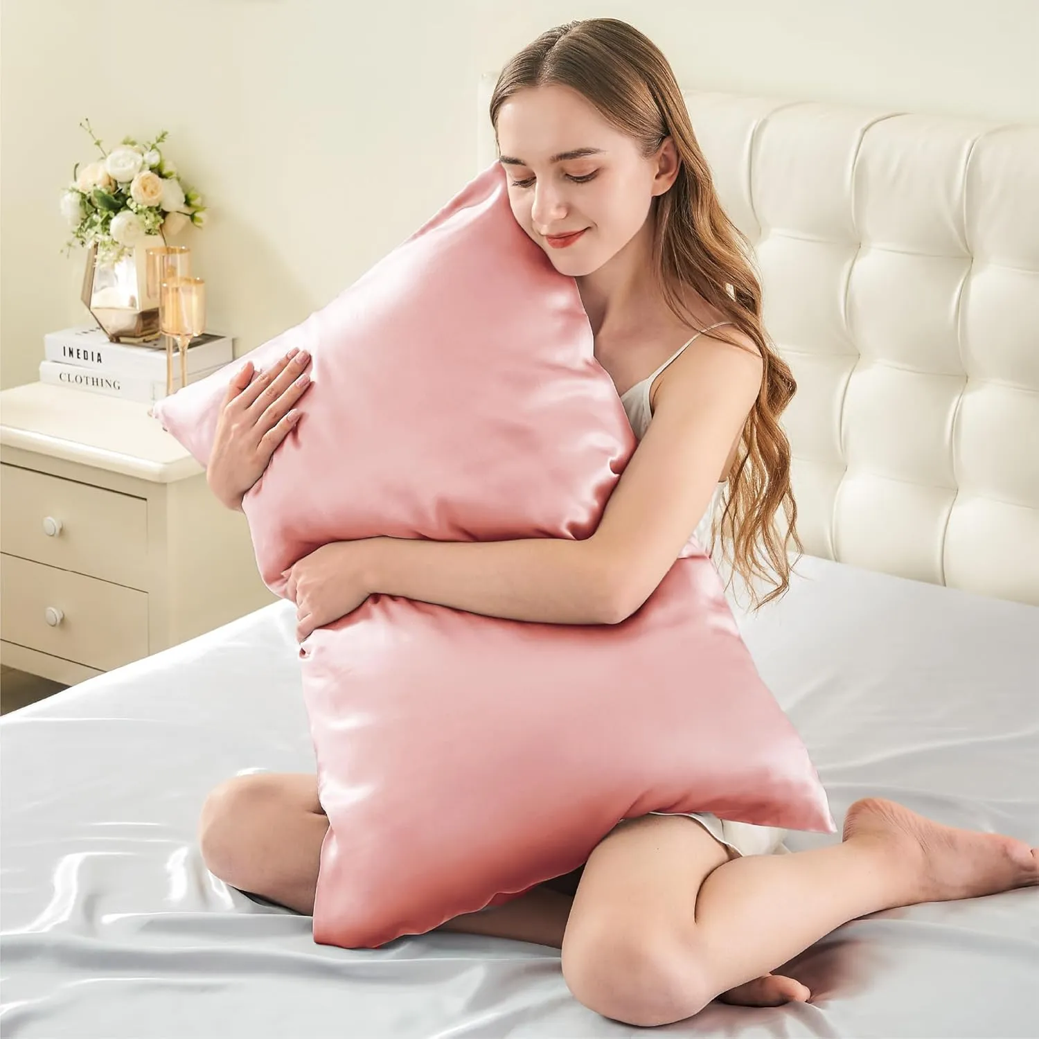INFIIXSO Mulberry Silk Pillowcase for Hair and Skin, Silk Pillow Cases Standard Size Set of 2 with Hidden Zipper 20"x26", Ultra Smooth and Soft Cooling Pillow Cases for Hot Sleepers(Blush Pink,2 Pack)