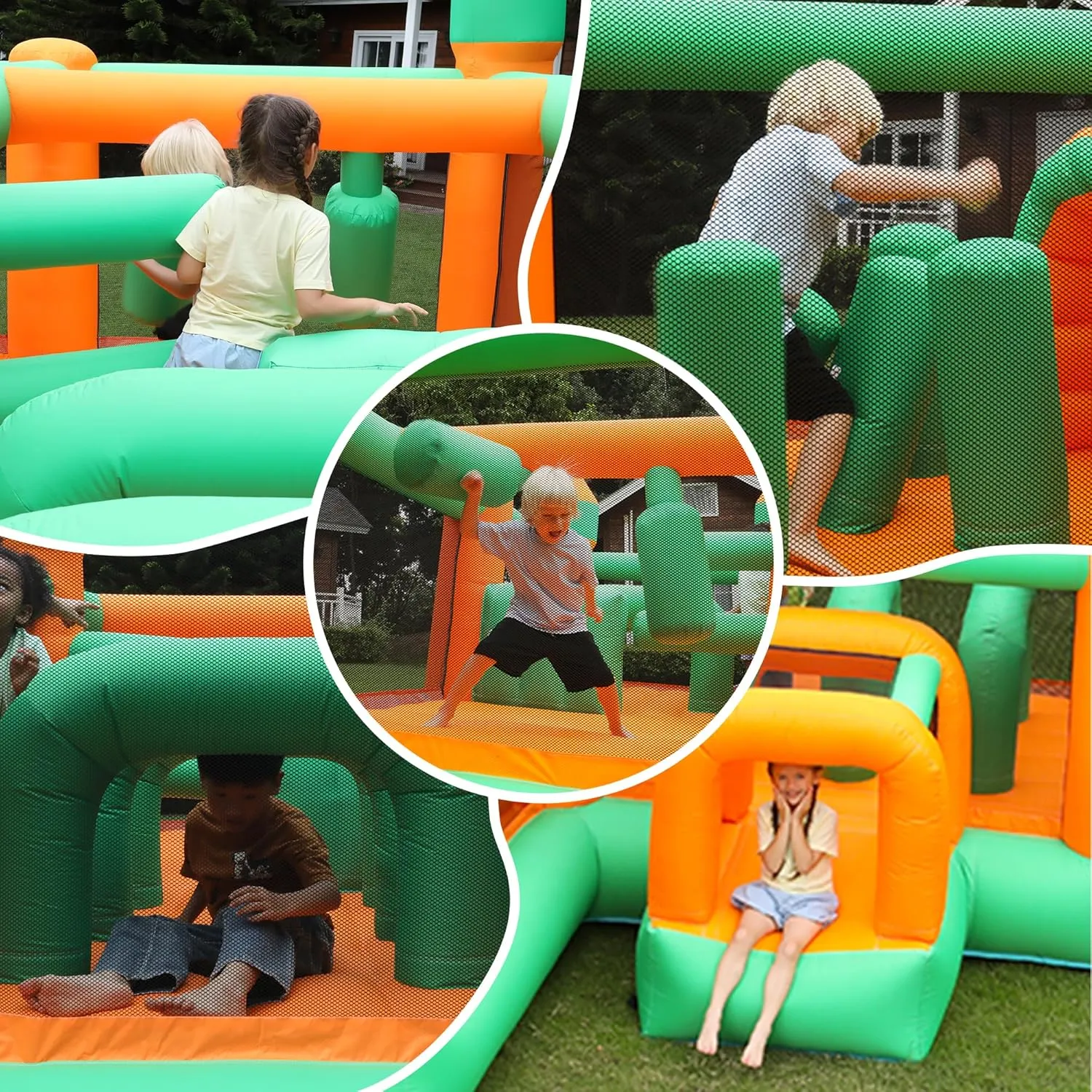 Inflatable Bounce House Kids Obstacle Bouncy Castle for Outdoor Indoor