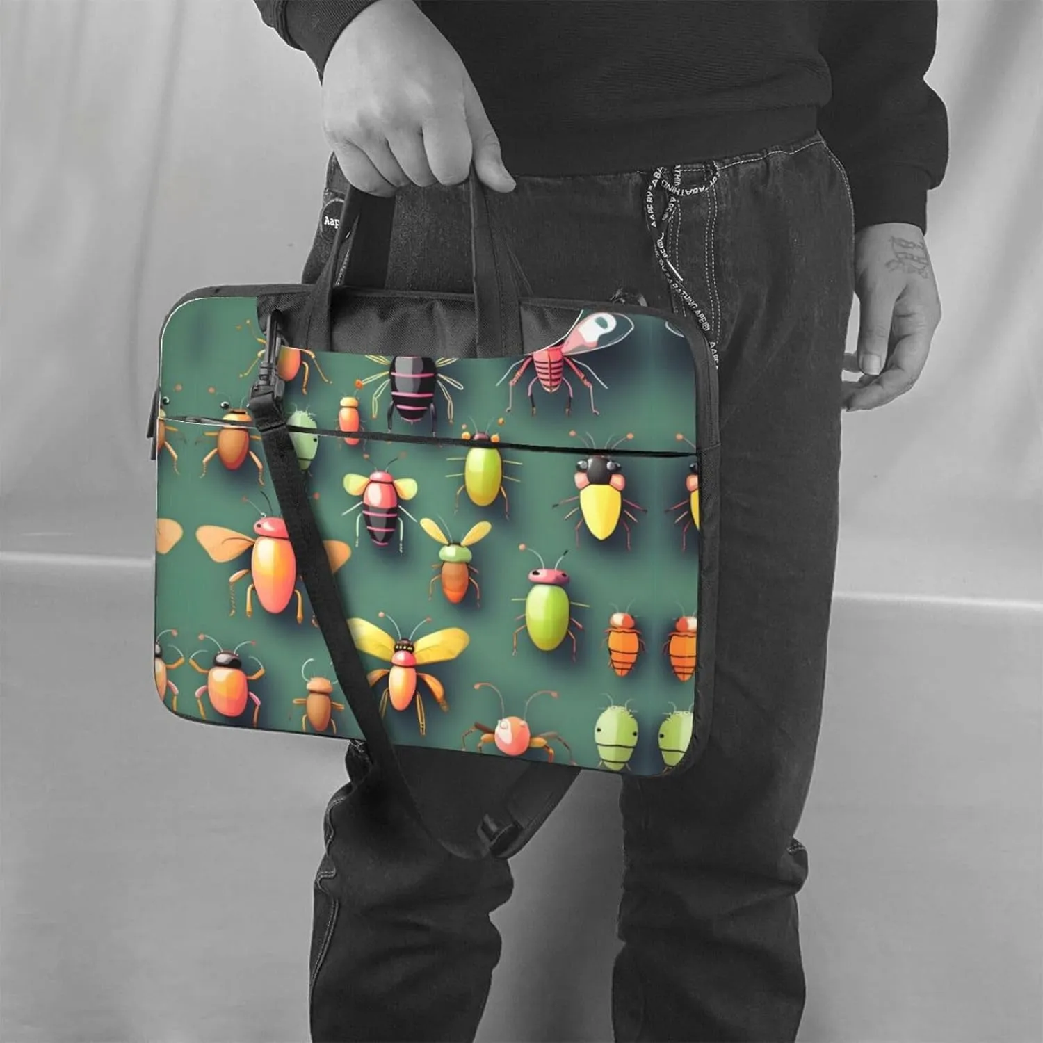 Insect Atlas Pattern Laptop Bag - with Soft Interior, Multiple Pockets - Ideal for Men, Travel and Business
