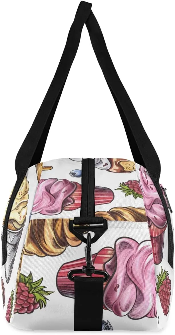 Iove Bite Frozen Yogurt Kids Duffle Bag Boys Girls Small Sport Dance Gym Bag for Overnight Travel Weekender Carry On