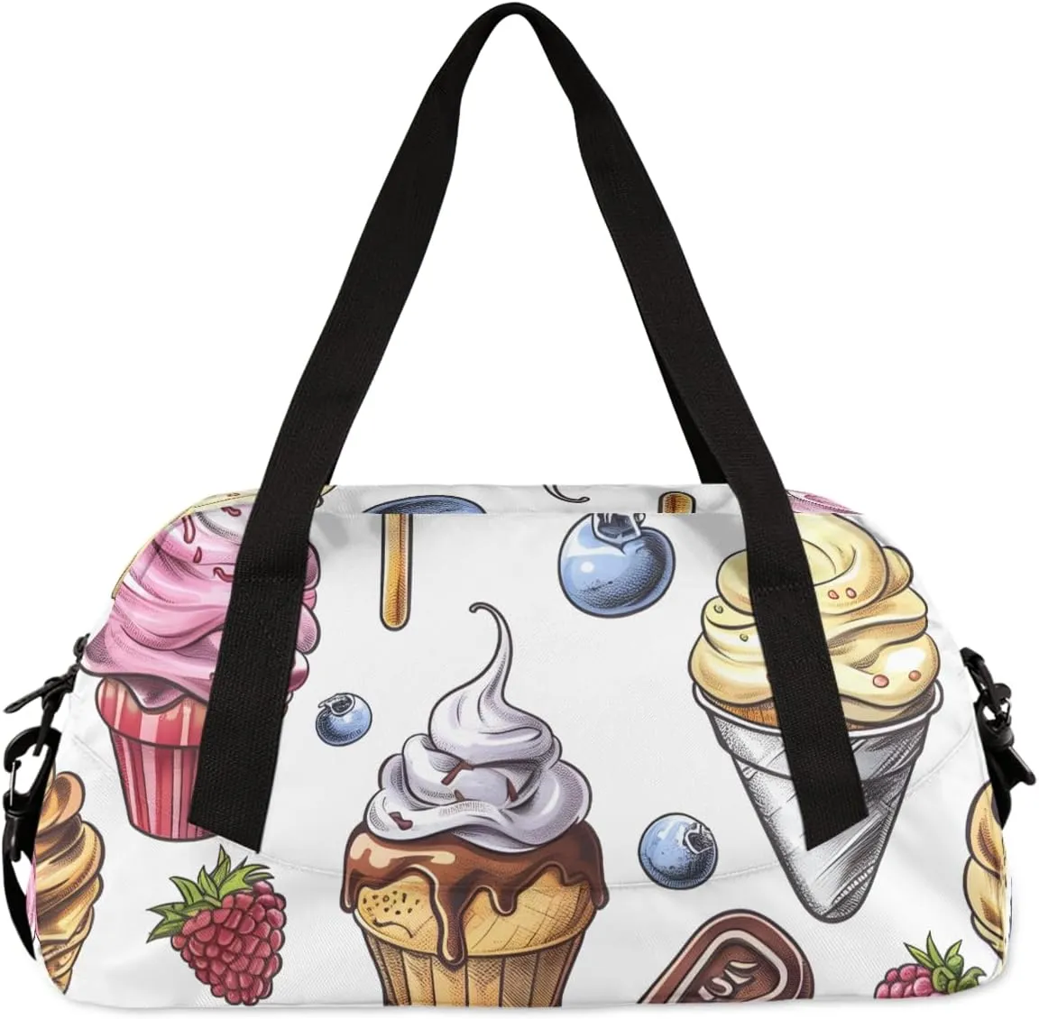Iove Bite Frozen Yogurt Kids Duffle Bag Boys Girls Small Sport Dance Gym Bag for Overnight Travel Weekender Carry On