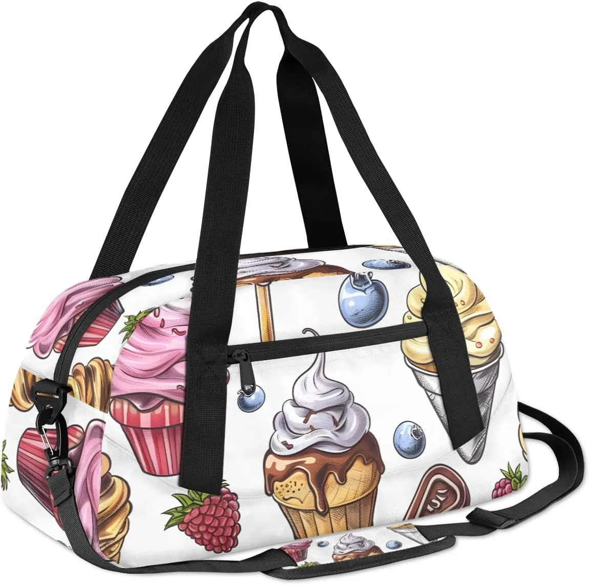 Iove Bite Frozen Yogurt Kids Duffle Bag Boys Girls Small Sport Dance Gym Bag for Overnight Travel Weekender Carry On