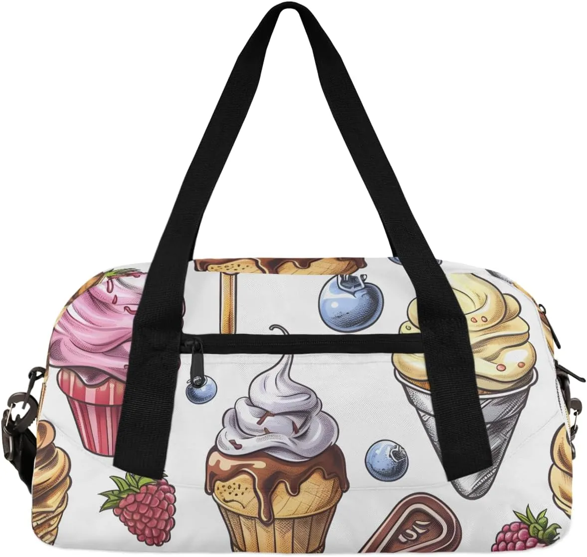 Iove Bite Frozen Yogurt Kids Duffle Bag Boys Girls Small Sport Dance Gym Bag for Overnight Travel Weekender Carry On